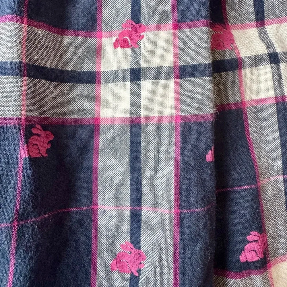 Hatley Girls Pink Blue Check Bunny Rabbit Cotton Dress  Size 8 EUC Easter